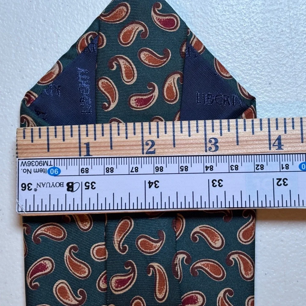 Liberty of London Silk Paisley Tie Green‎ Burgundy Orange Men's Necktie